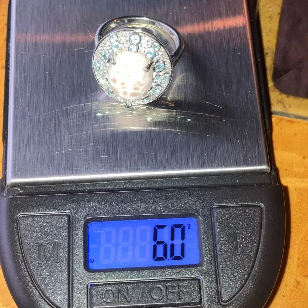Natrolite Blue Apatite Sterling Silver Cocktail Ring Size 8